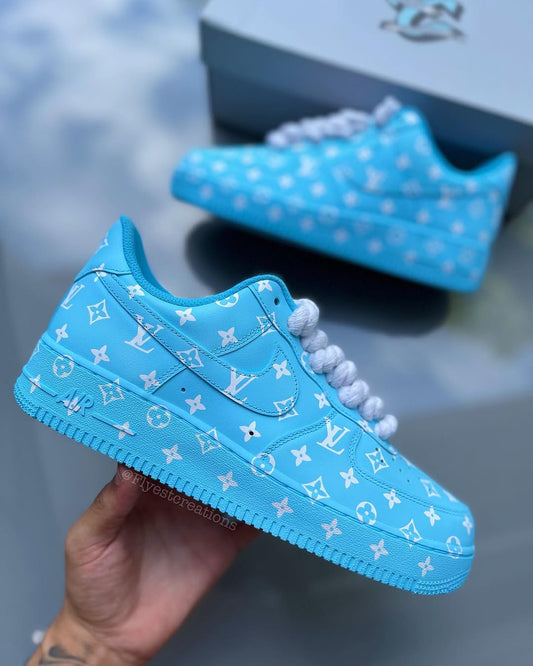 Hand Painted Light Blue Custom Air Force 1 Sneakers