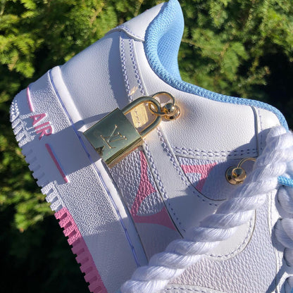 Hand Painted Pink & Blue Custom Air Force 1 Sneakers