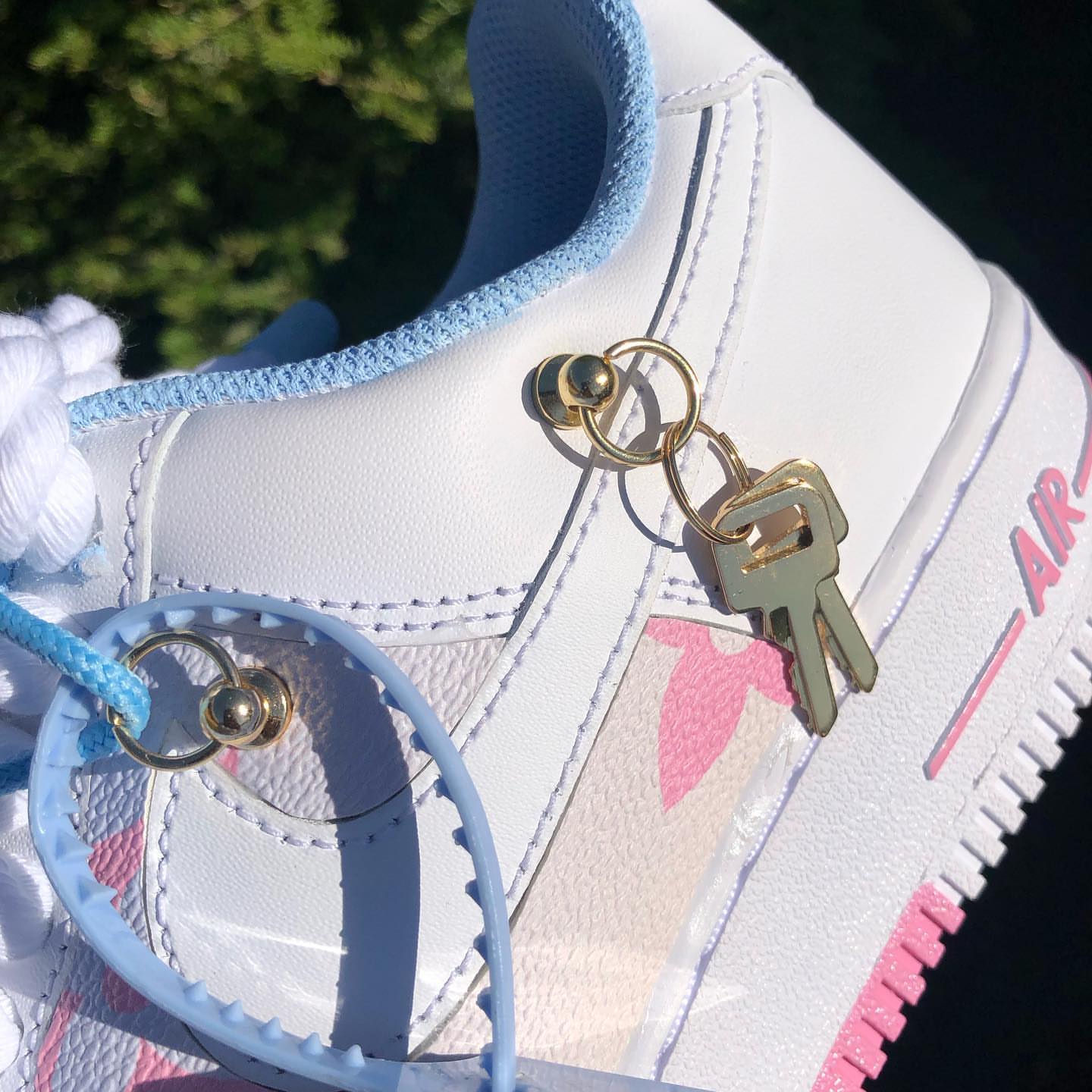 Hand Painted Pink & Blue Custom Air Force 1 Sneakers