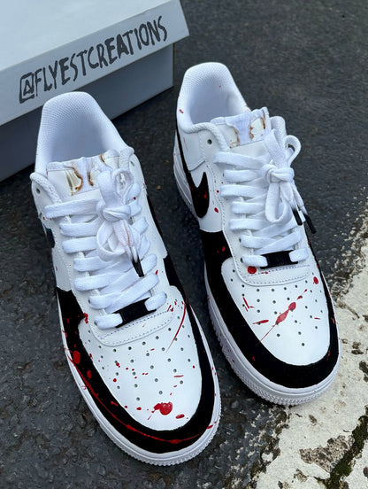 Hand Painted Terrifier Clown Custom Air Force 1 Sneakers