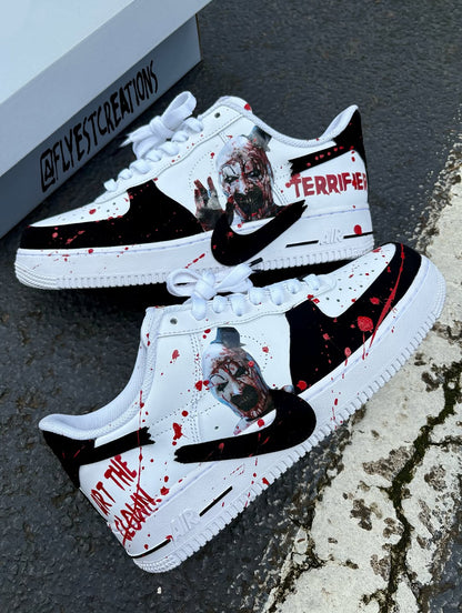 Hand Painted Terrifier Clown Custom Air Force 1 Sneakers