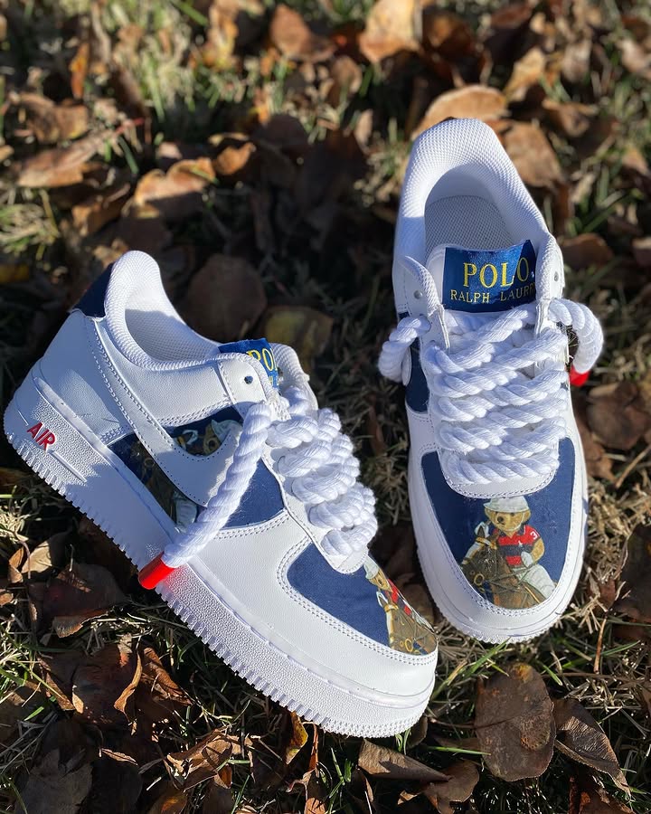 Custom Hand Painted Polo Bear Air Force 1 Sneakers