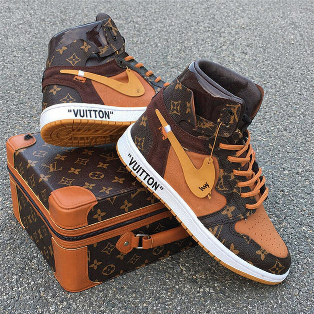 Hand Painted Brown Custom Air Jordan 1 Sneakers