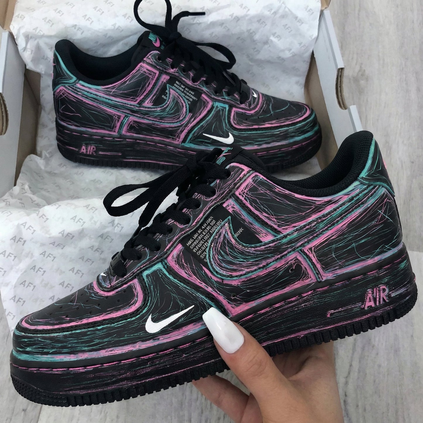 Abstract Pattern Pink Teal Custom Air Force 1