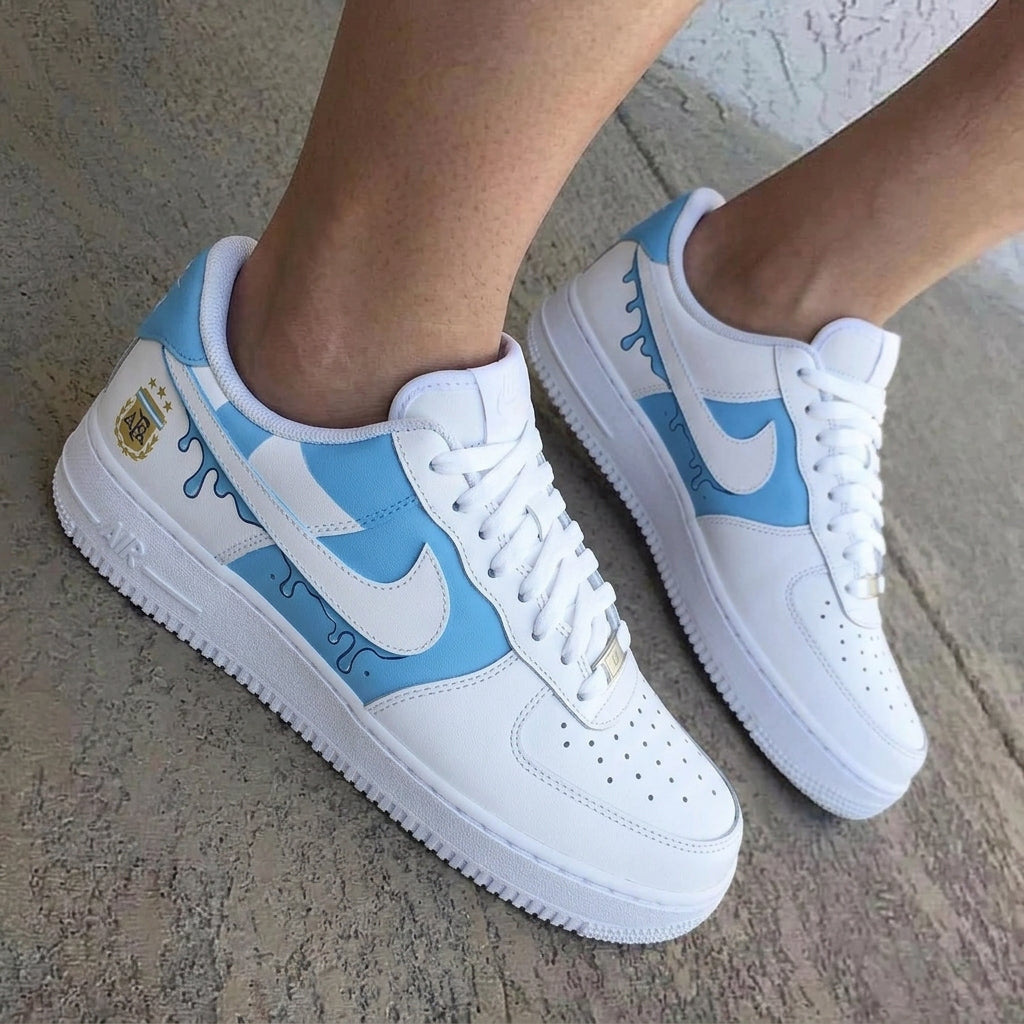 Argentina Drip White Baby Blue Custom Air Force 1