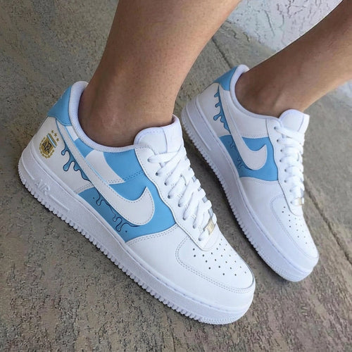 Argentina Drip White Baby Blue Custom Air Force 1