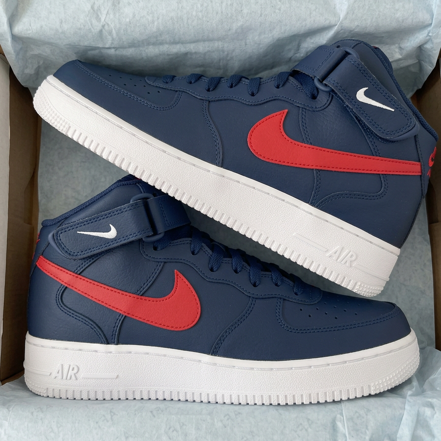 Black Blue Red Swoosh White Custom Air Force 1