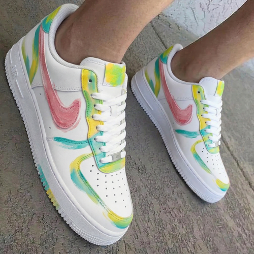 Baby Pink Yellow Baby Blue Custom Air Force 1