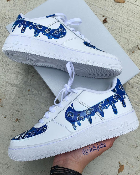 Bandana Drip Blue Custom Air Force 1