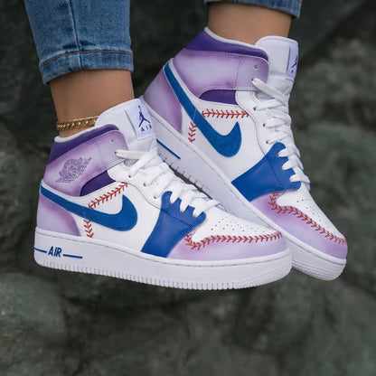 Baseball Pattern Purple Blue Custom Air Force 1