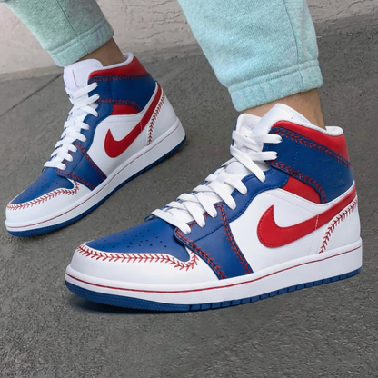 Baseball Theme Red White Blue Custom Air Jordan 1