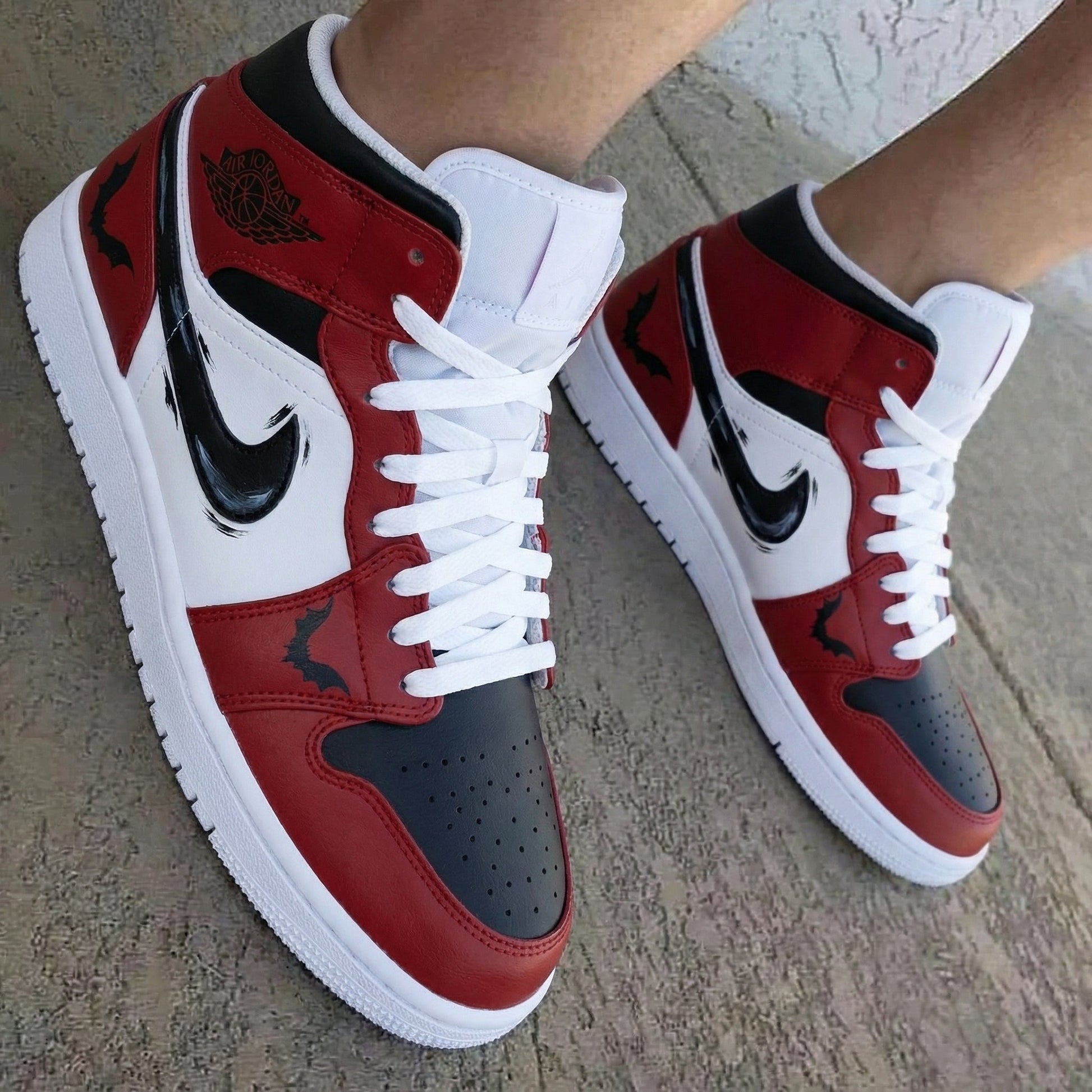 Bats Red Black Custom Air Jordan 1