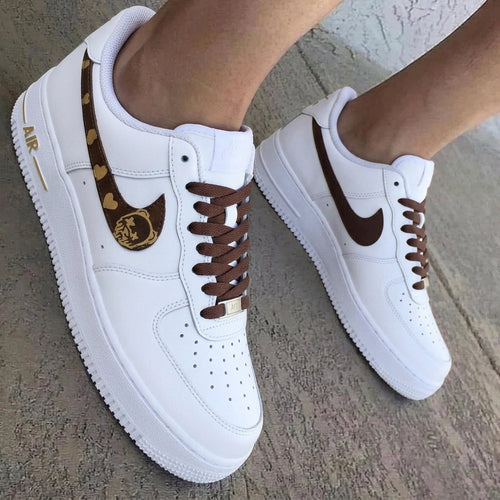 Bear Hearts White Brown Custom Air Force 1