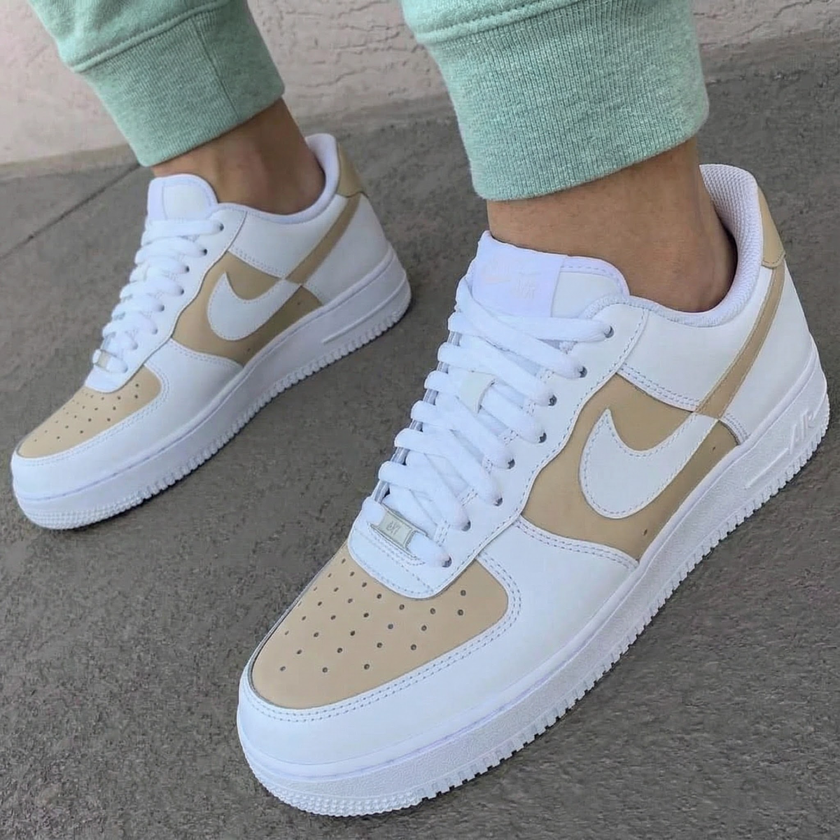 Beige and White Custom Air Force 1