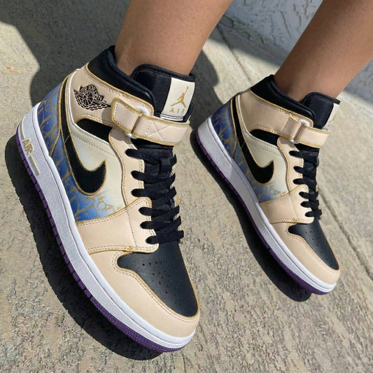 Beige Black Custom Air Jordan 1