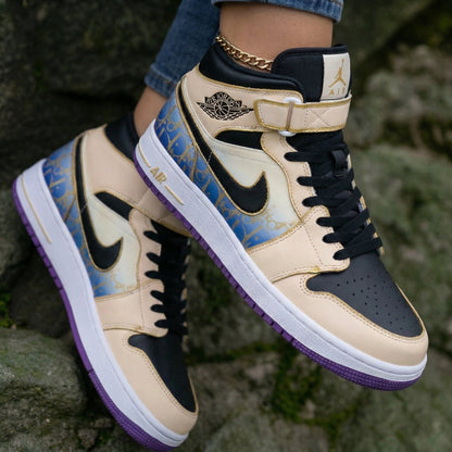 Beige Black Custom Air Jordan 1