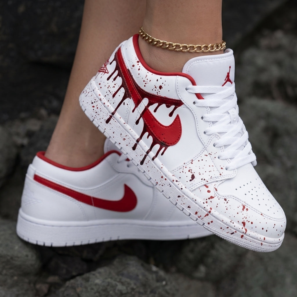 Blood Drip White Red Custom Air Jordan 1