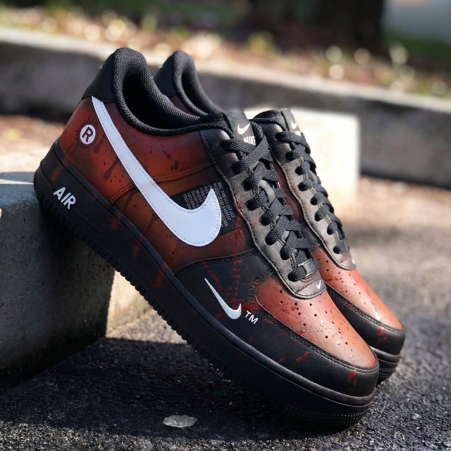 Blood - Splatter Pattern Black Red Custom Air Force 1