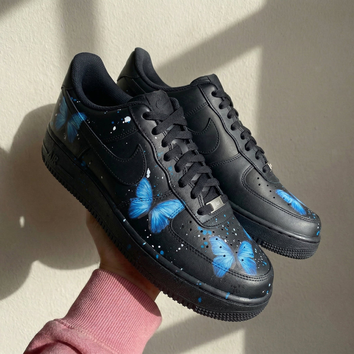 Blue Butterflies Black Custom Air Force 1