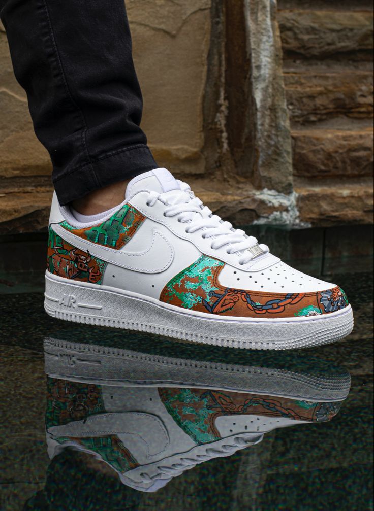 Bronze Green Pattern White Custom Air Force 1