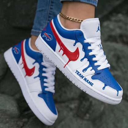 Buffalo Bills Logo Dripping Paint Red Swoosh Blue Custom Air Jordan 1