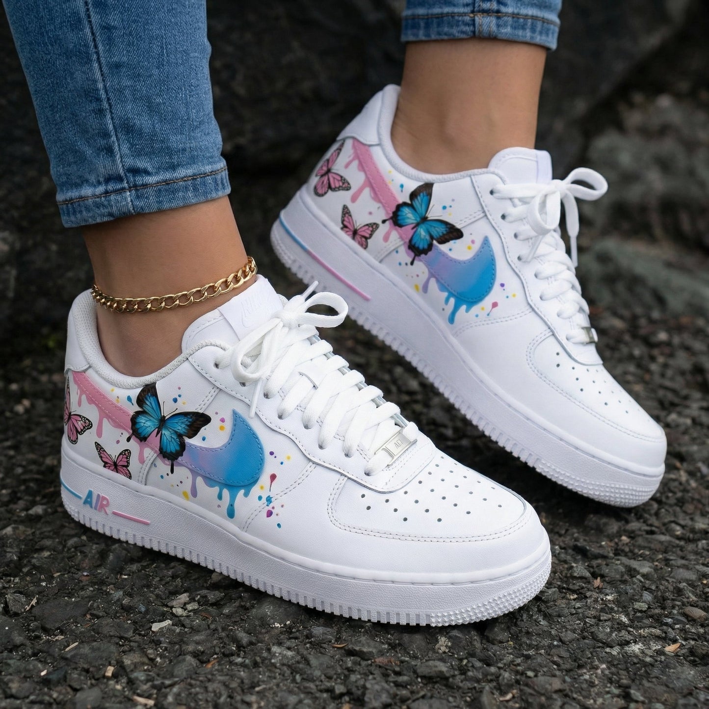 Butterflies Baby Pink Blue Custom Air Force 1