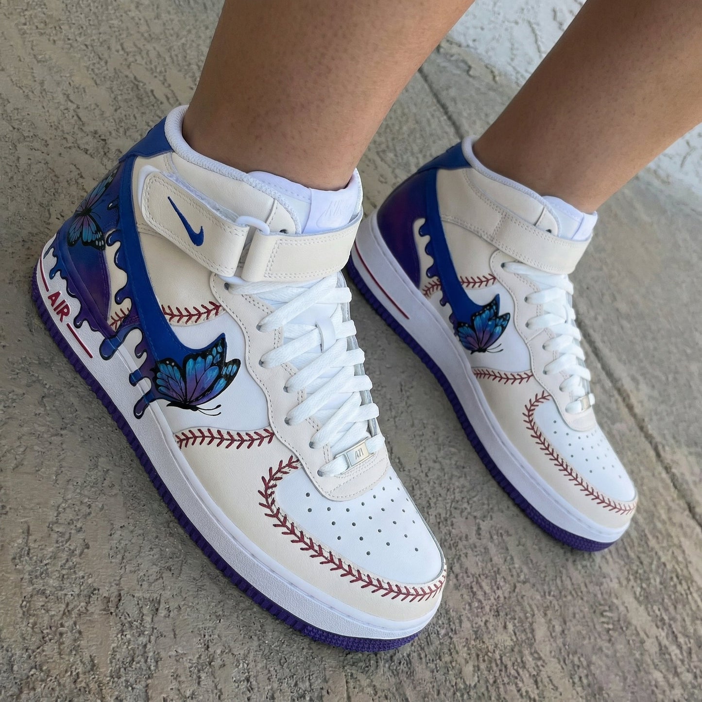 Butterflies Baseball Theme Purple Custom Air Force 1