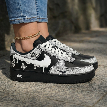 Butterflies Black White Custom Air Force 1