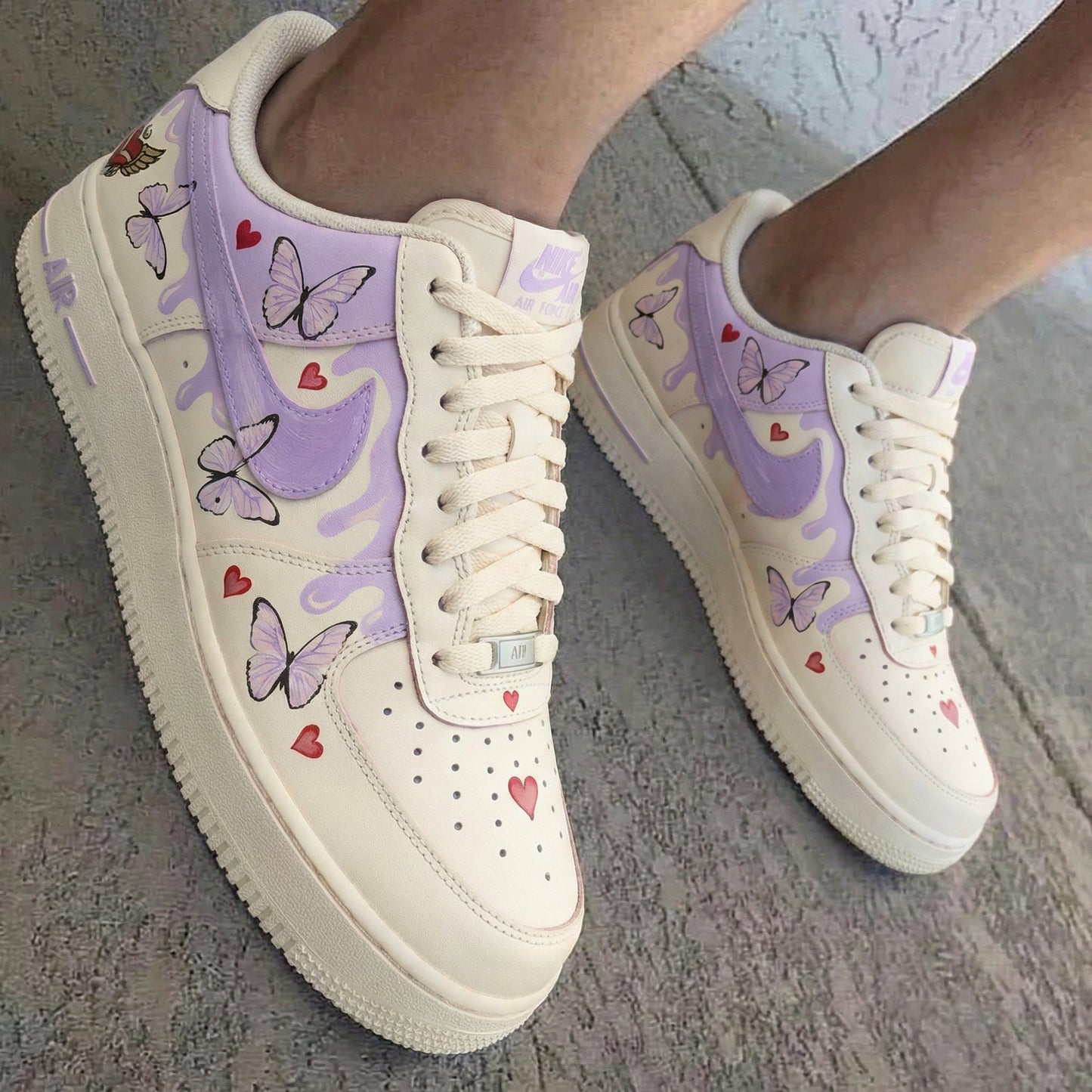 Butterflies Hearts Pattern Lavender Custom Air Force 1