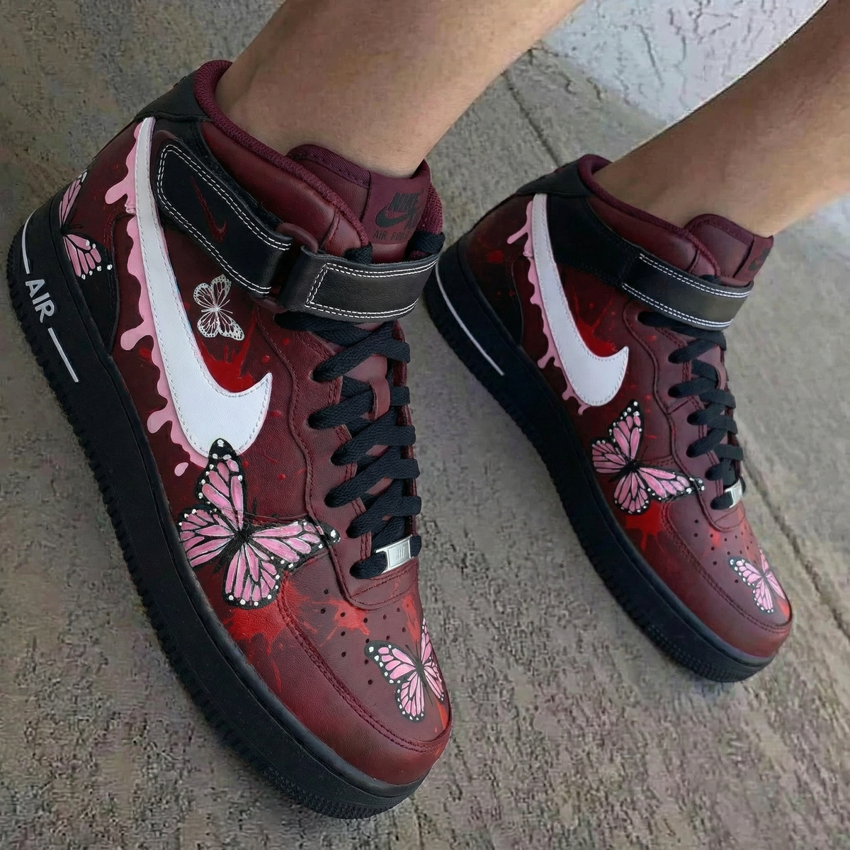 Butterflies Maroon Custom Air Force 1