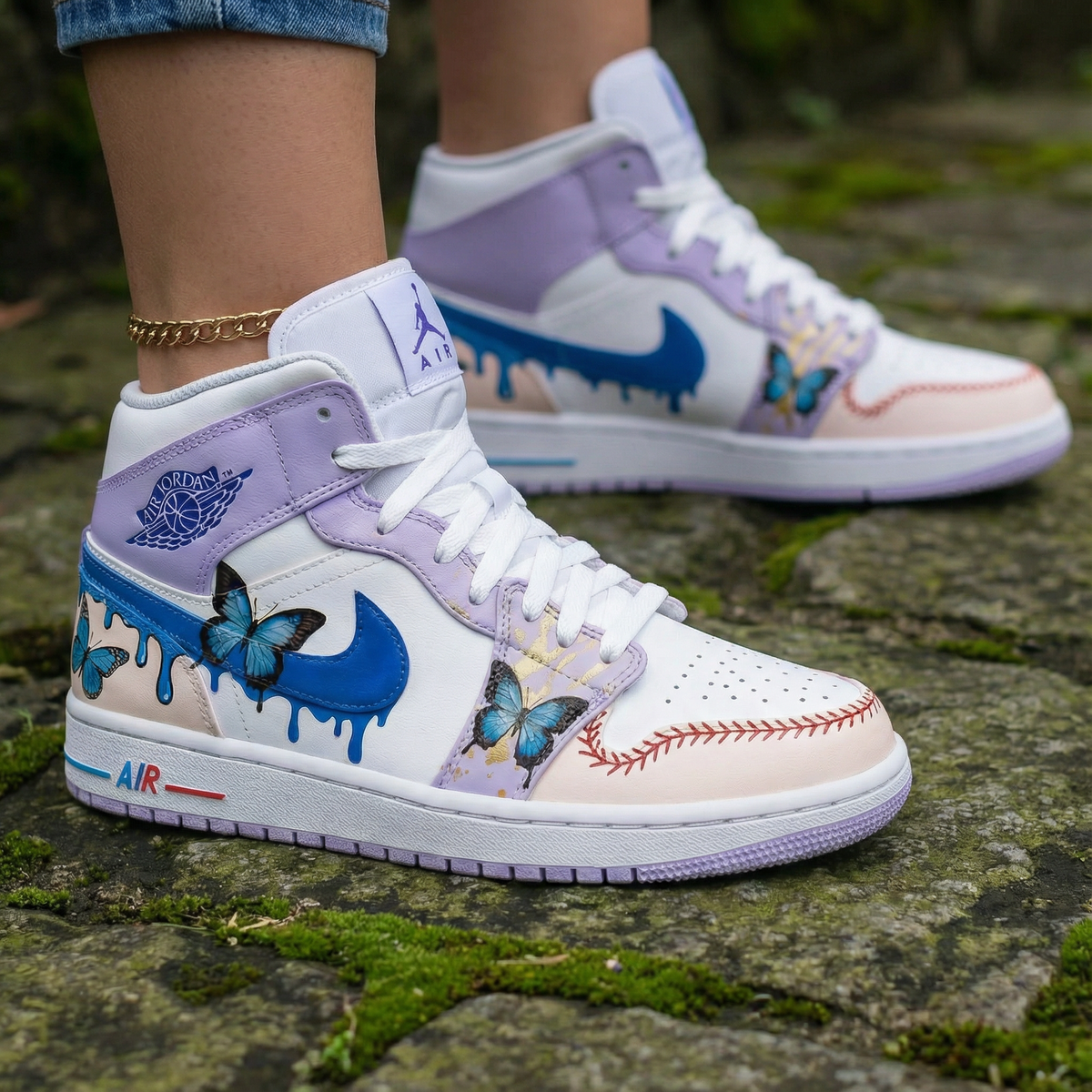 Butterflies Pastel Purple Custom Air Jordan 1