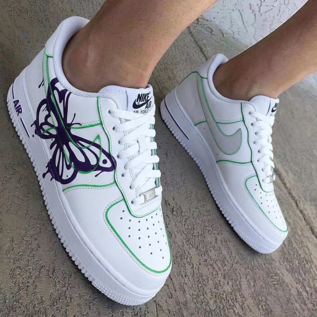 Butterfly Purple Green Custom Air Force 1