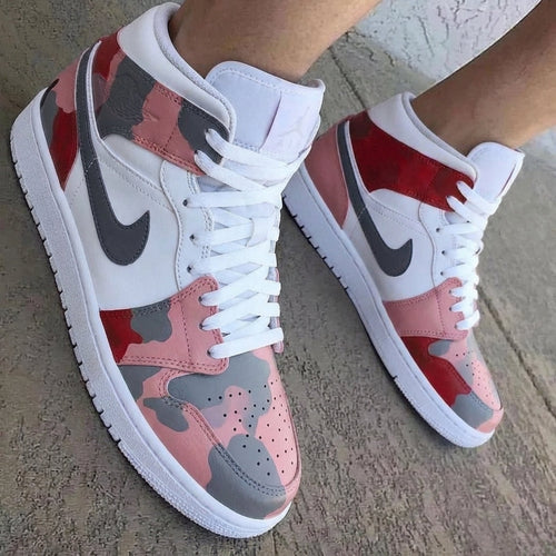 Camo Baby Pink Red Gray Custom Air Jordan 1