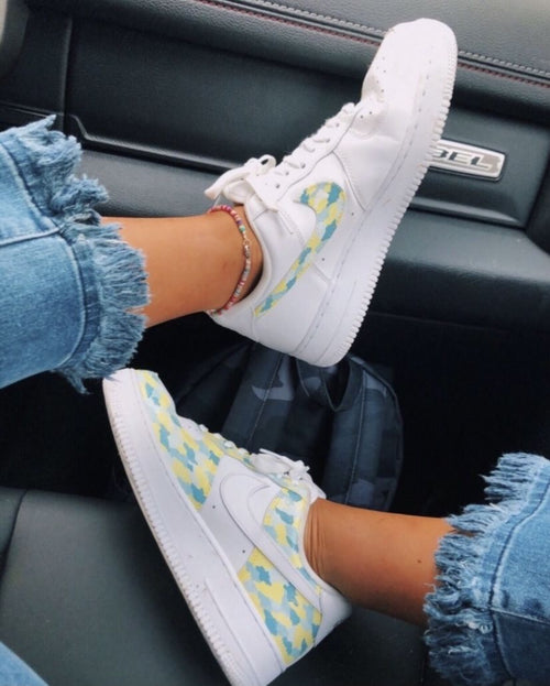 Camouflage Baby Blue Yellow Custom Air Force 1