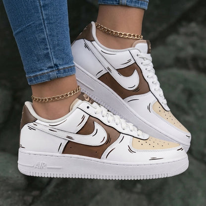 Cartoon Brown Beige Custom Air Force 1