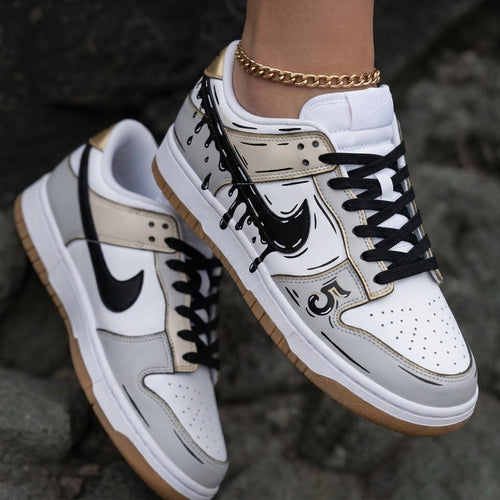Cartoon Drip Black Gold Custom Dunk