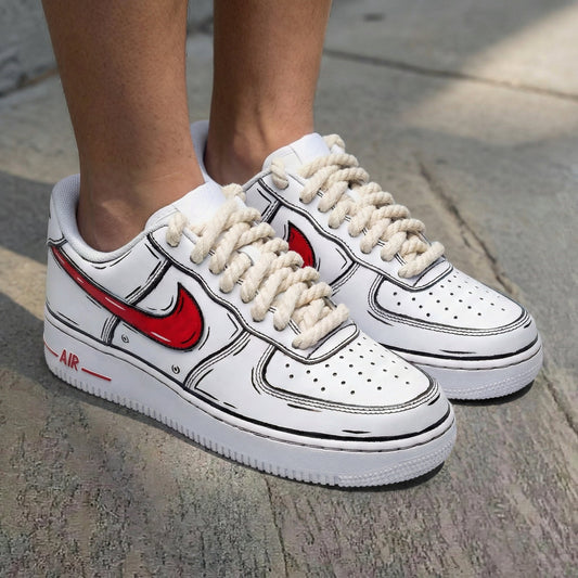 Cartoon Pattern Red Thick Shoelace Custom Air Force 1