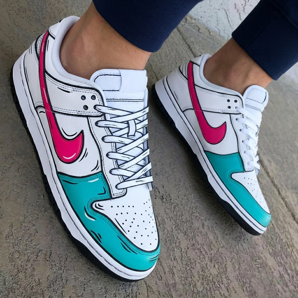 Cartoon Teal Pink Custom Dunk