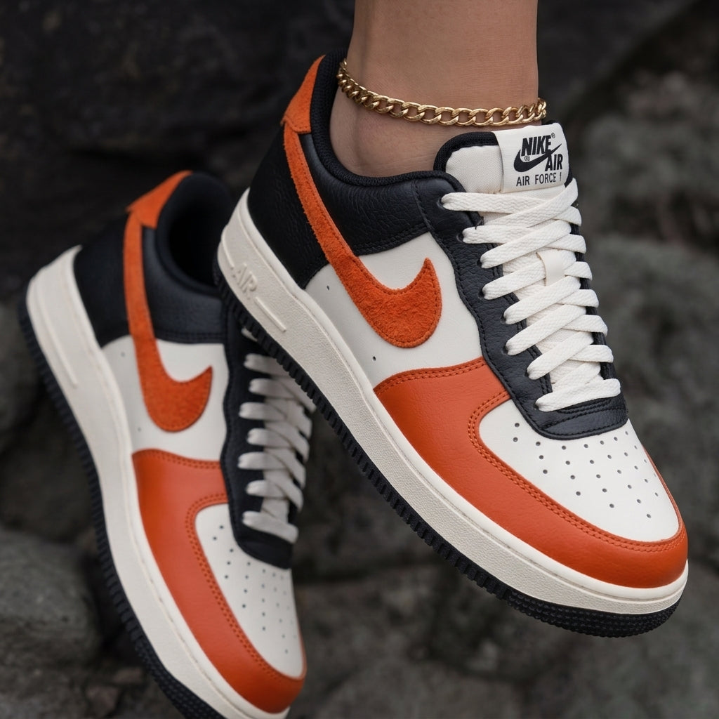 Color Block Orange Black Custom Air Force 1