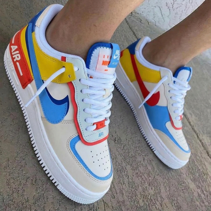 Color Blocked Red Blue Yellow Custom Air Force 1 Shadow