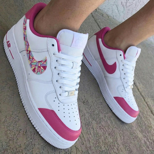 Colorful Mosaic Swoosh Pink Custom Air Force 1