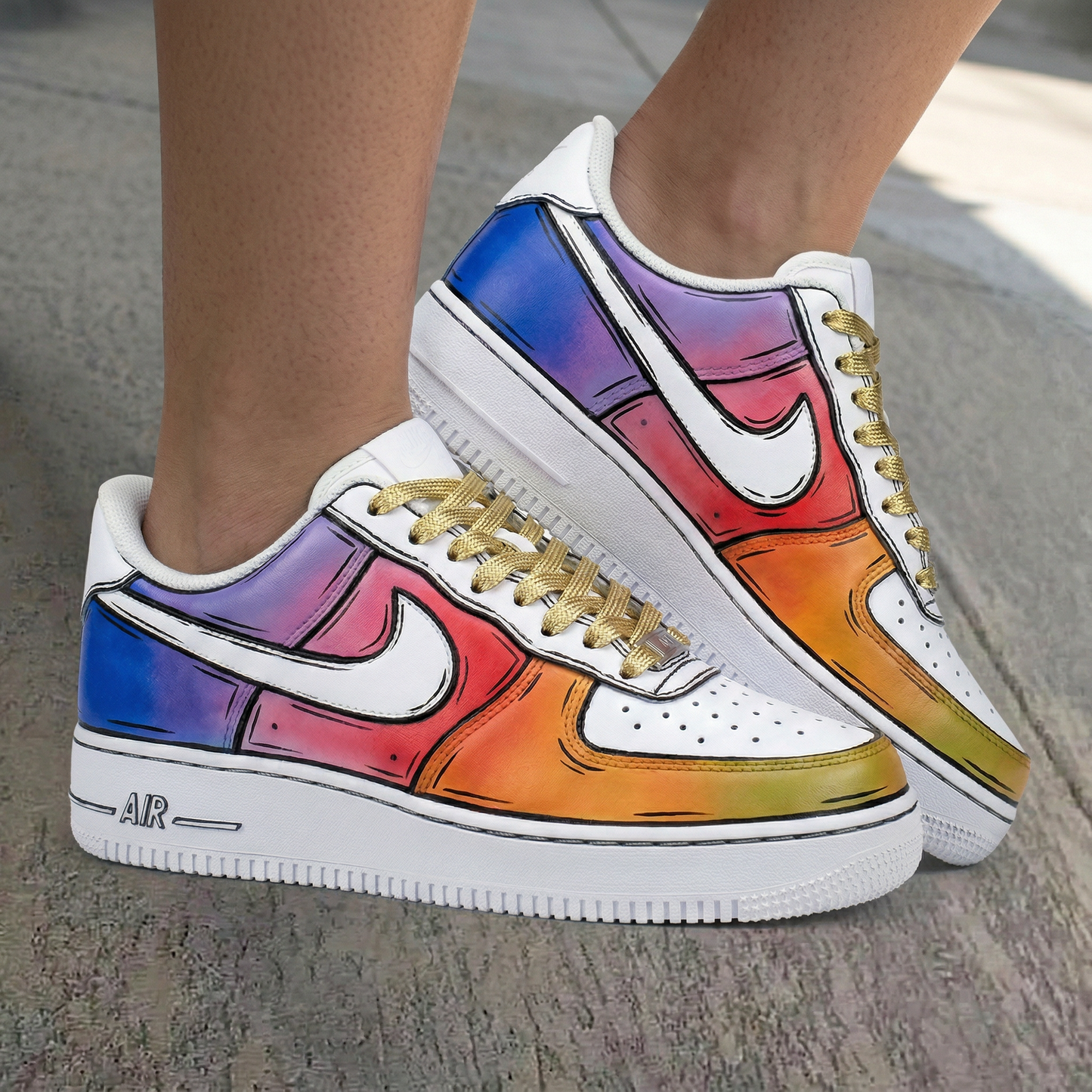 Comic Gradient Blue Purple Red Orange Yellow Custom Air Force 1