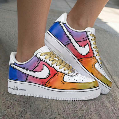 Comic Gradient Blue Purple Red Orange Yellow Custom Air Force 1