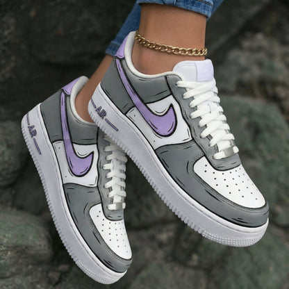 Comic Style Gray Baby Purple Custom Air Force 1