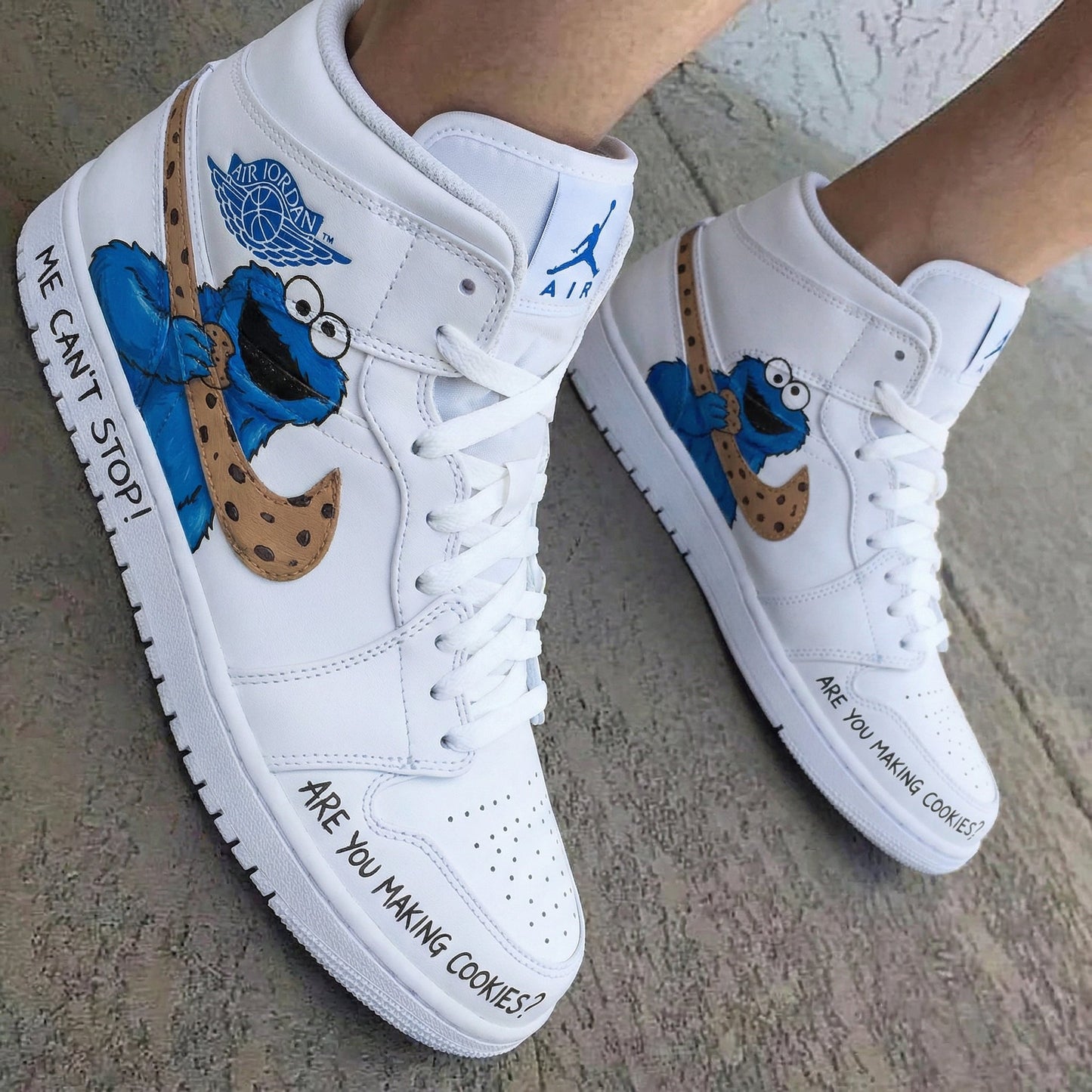Cookie Monster Cookie Swoosh Blue Brown Custom Air Jordan 1