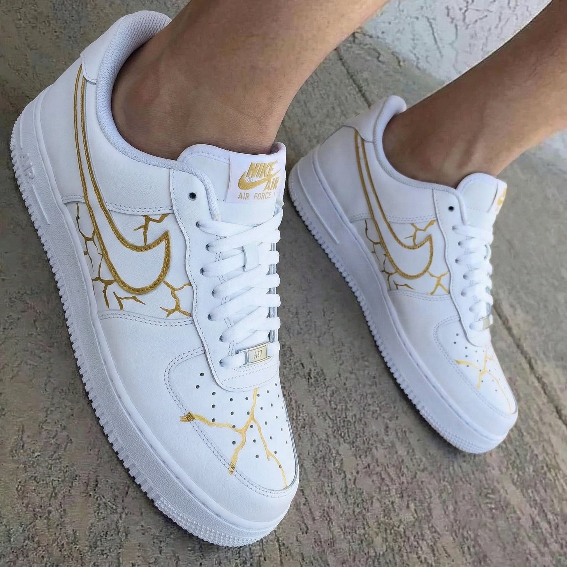 Crack Pattern White Gold Custom Air Force 1