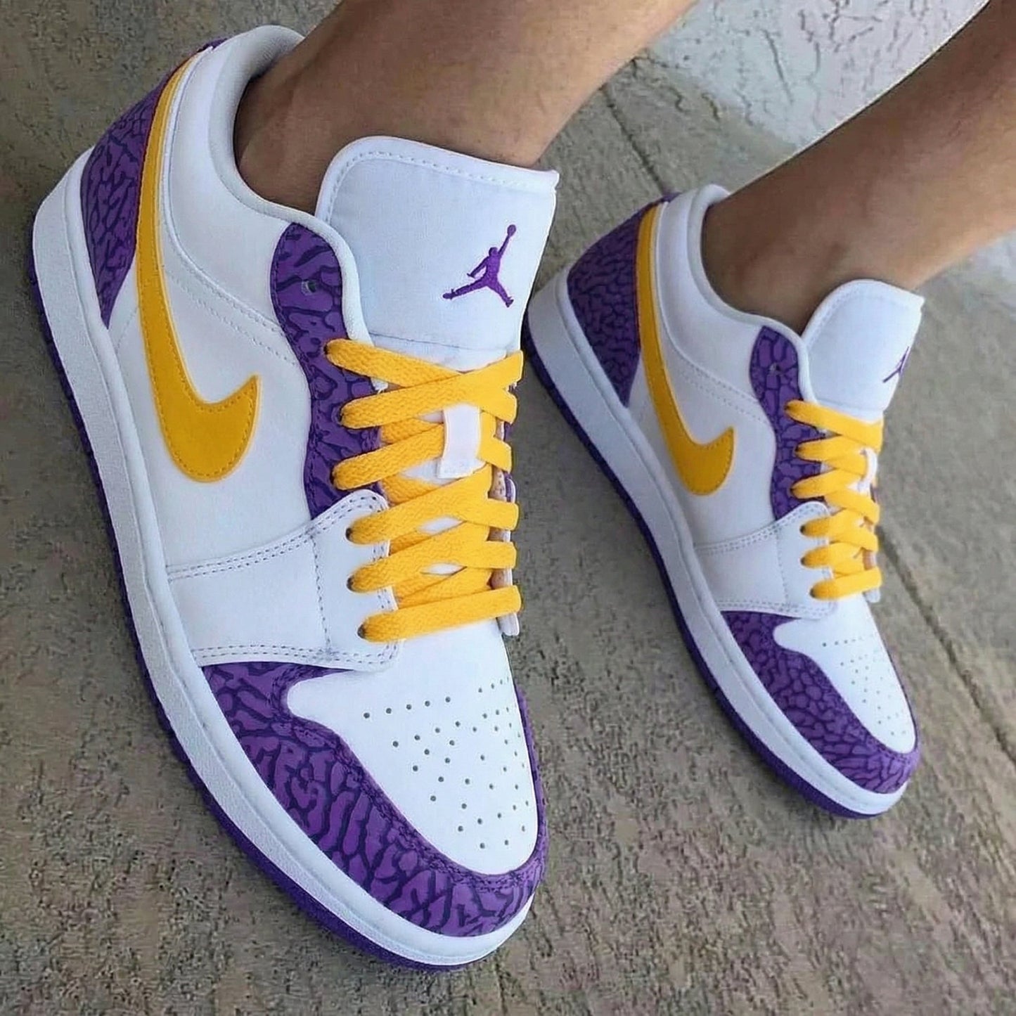 Cracked Pattern Purple Yellow Custom Air Jordan 1