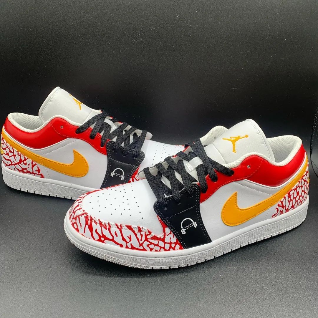 Cracked Pattern Red Yellow Black Custom Air Jordan 1