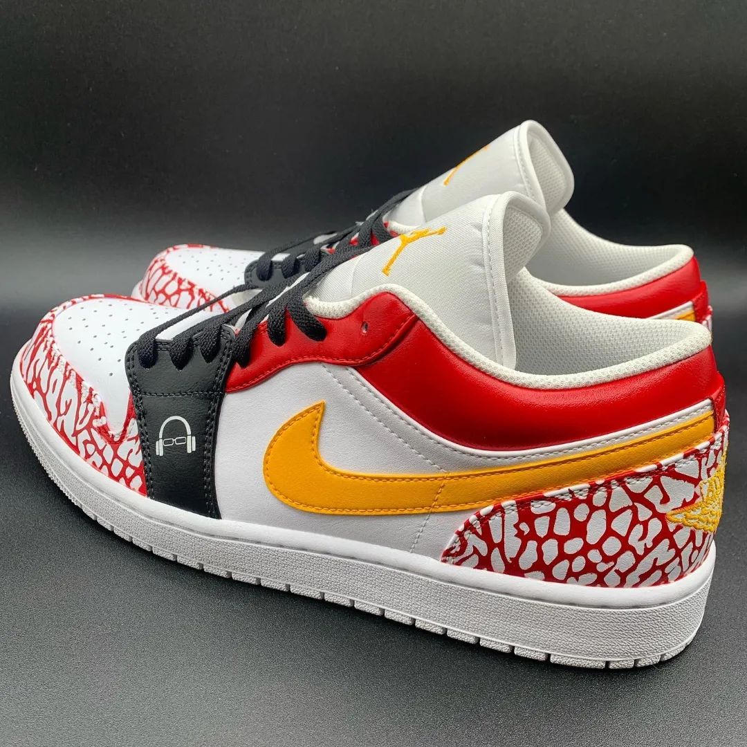 Cracked Pattern Red Yellow Black Custom Air Jordan 1