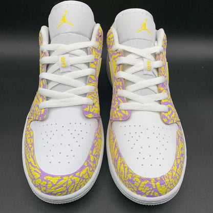 Cracked Pattern Yellow Purple Custom Air Jordan 1